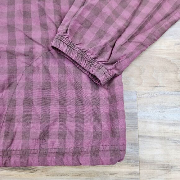 🔸️Prana Maroon Pollino Checker Buttoned Hooded Long Sleeve Top Large - Picture 9 of 12